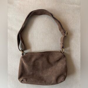 Brown Suede Shoulder Bag